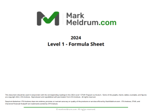 CFA Level 1 2024 Mark Meldrum Formula Sheet