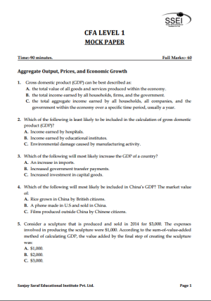 SSEI Mock Papers with Solutions CFA Level 1 2024