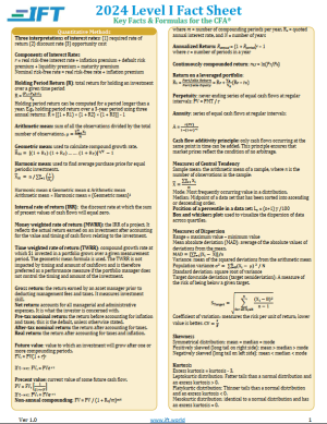 CFA 2024 Level I IFT Fact Sheet