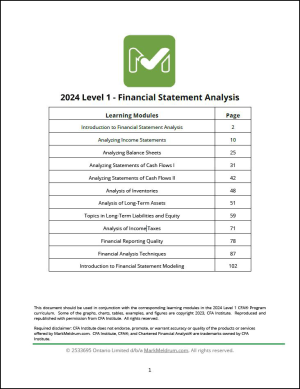 2024 CFA Mark Meldrum Notes + Formula Sheet Level 1