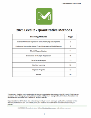 CFA 2025 Level 2 Mark Meldrum Notes with Formula Sheet