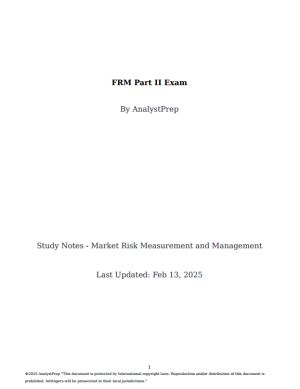 FRM 2025 AnalystPrep Part 2 Study Notes with Formula Sheet