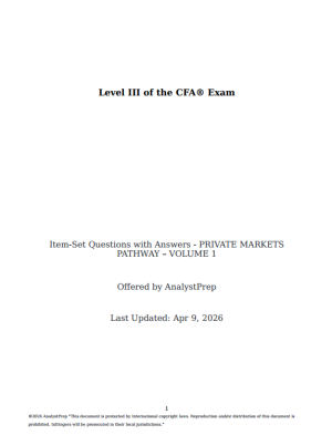 CFA 2026 AnalystPrep Level 3 Question Bank Private Market Pathway
