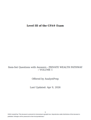CFA 2026 AnalystPrep Level 3 Essays Private Wealth Pathway